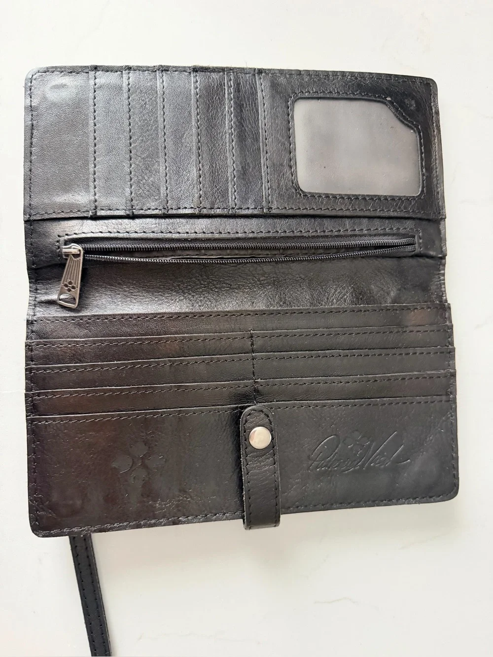 Patricia Nash Black Leather Wristlet Wallet